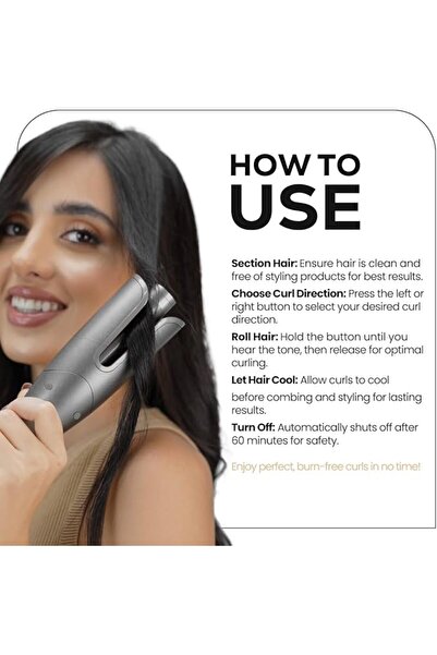 Generic Clara Oil-Coated Protective Auto-Curler, Anti-Burn, Tangle-Free, Auto Shut-Off (Grey)