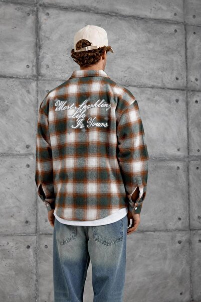 NOMARC Green Nmrc Text Printed Oversized Shirt