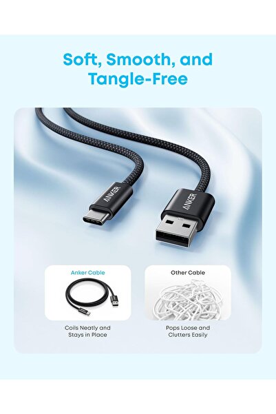 Anker Zolo USB-A to USB-C Cable, 6 FT Braided, CarPlay Compatible