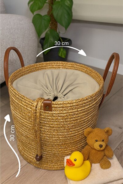 MaVaux Cinchy Büzgü Astarlı, Dekoratif Deri Saplı, 30cm X 30 cm Dayanıklı Top...