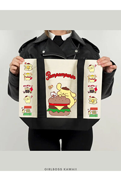 Girlboss Kawaii Pompompurin Canvas Bag with Pockets / Shopping, Sports, Beach New Series