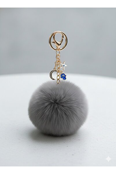 Homeland سلسلة مفاتيح على شكل كرة منفوشة من الفرو المدخن ثلاثية الأبعاد للمنز...