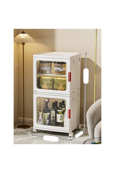 KEKE 2 Layers Household Living Room Folding Storage Cabinet