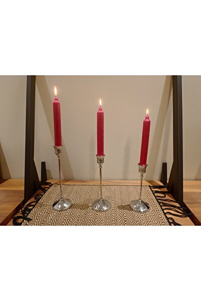 Bosphorus Heritage 3'lü Metal Şamdan / Mumluk / Parlak Metal / Dekoratif Mumluk