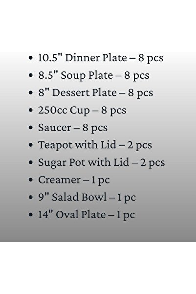 Horselane 47Pcs Dinner Set Silver Line – Porcelain Tableware for 8 Persons