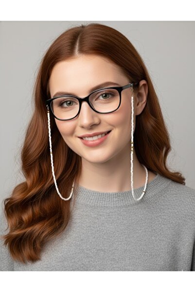 optiPoint White Beaded Eyeglass Cord