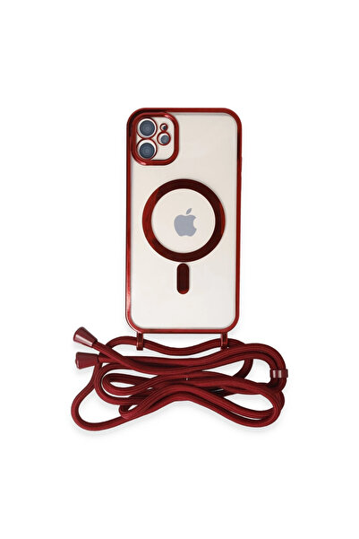 eco port غطاء ماج سيف متوافق مع هاتف آيفون 12 مع حزام ديفو ليزر - أحمر