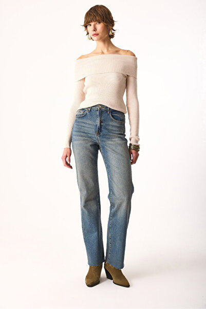 VENA Women's Wanda Dirty Dark Blue Wide Leg Jean Pants - Dirty Dark Blue