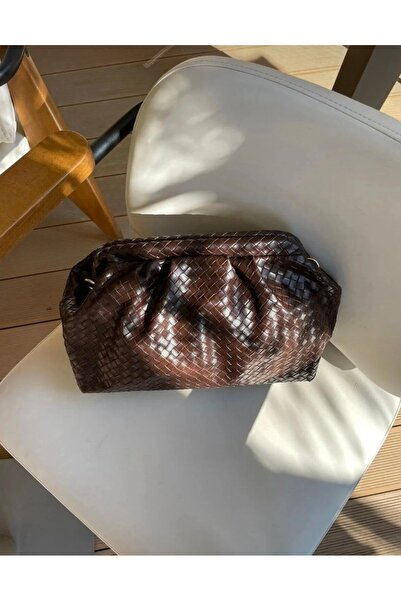 MyleeButik Clutch Örgü Detaylı El,Omuz ve Çapraz Çanta
