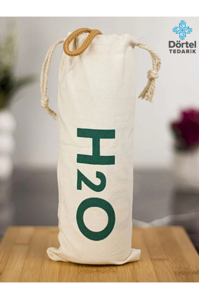 Tohana H2O Bamboo Lid Glass Flask with Cloth Case Gift 600 ml