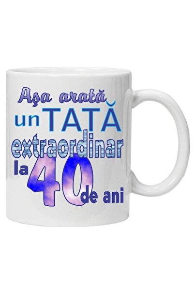 CRD PRINT Personalized mug 'This is what an extraordinary dad looks like', 40 years, white, ceramic, 330 ml