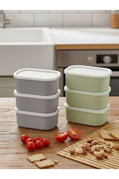 Saint Belisama Concept Ada Green and Gray 6-Piece Storage Container Set - Breakfast Snack Container Storage with Leak-Proof Lids