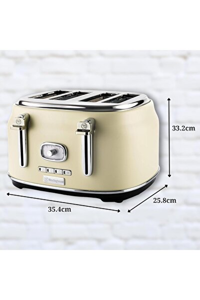 Westinghouse Retro 4-Slice Toaster (White) - 6 Browning Levels, Self-Centering