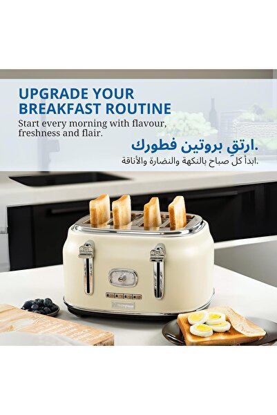 Westinghouse Retro 4-Slice Toaster (White) - 6 Browning Levels, Self-Centering