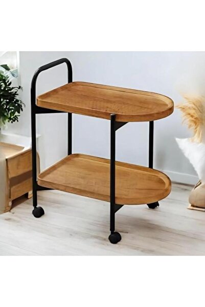 Generic Wood and Metal Serving Trolley - Brown