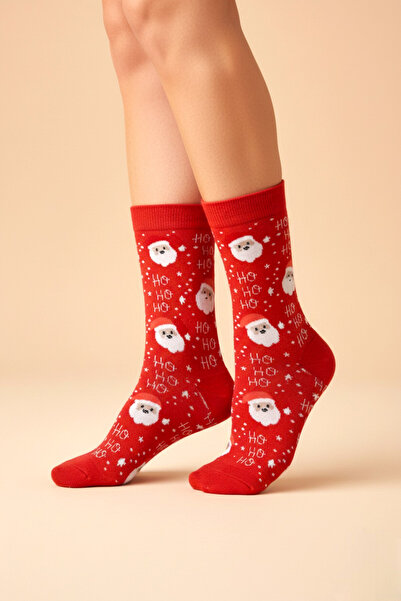 uğurlu dükkan Red ho ho ho mini christmas santa concept socks 36-44