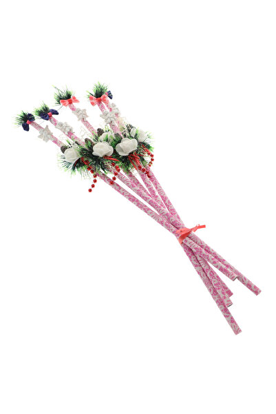 GiftExpress Set of 5 Pink Sticks with Angel – Handmade Santa Claus Sticks, Customizable, 60 cm