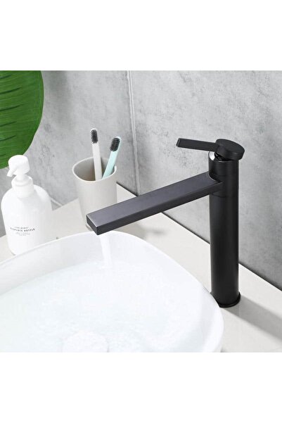 OEM Tias basin faucet, deck-mounted, high, matte black, code 84018H-B
