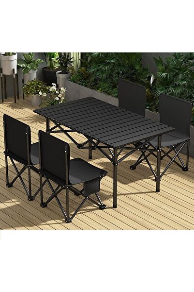 Türkiye Folding Picnic Table 95cm with 4 Chairs - Portable Camping Table & Chairs Set