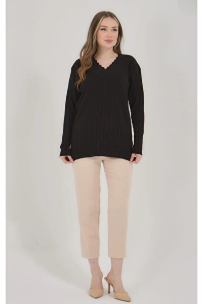 Stilmony Women's Knitwear V-Neck Winter Mother's Stretchy Sweater