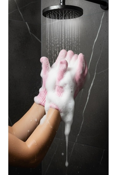 ribac 2’li Banyo Kese Peeling Eldiven Seti Pembe