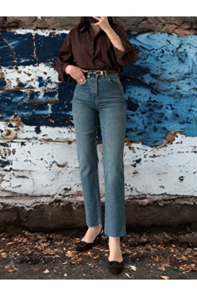 BEES JEANS Blugi Julia Vintage Mom Fit cu tăietură la picior, croială dreaptă