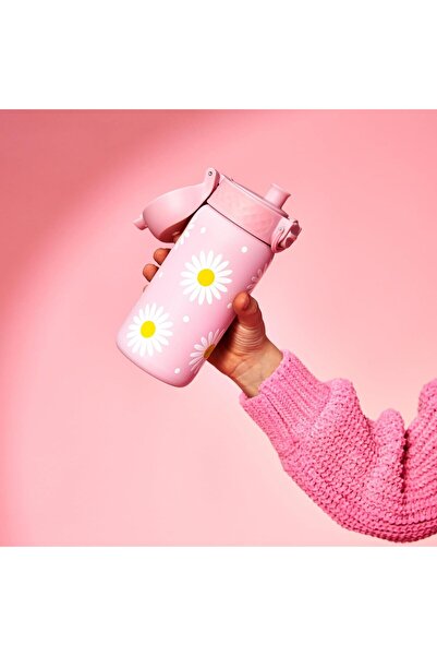 Ion8 Lightweight Steel Kids Water Bottle, 400ml, Leak Proof, Dishwasher Safe, Daisies