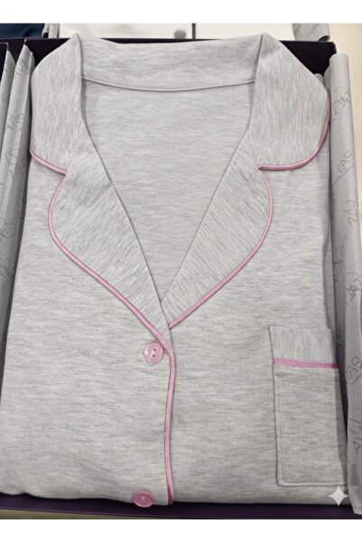 Lienna Long Sleeve Piped Shirt Collar Modal Cotton Pajama Set Lna30Ptly01