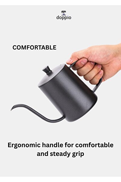 DOPPİO Stainless Steel Gooseneck Pour-Over Kettle – Matte Black, Precision Spout