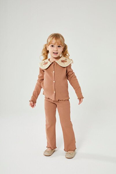 NEF Embroidery Detailed Girl's Top and Bottom Set