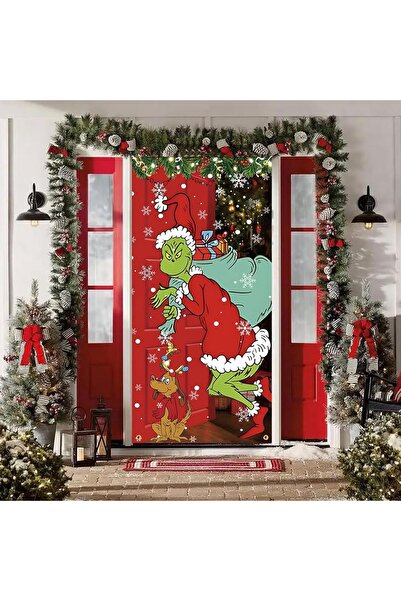 PROMISEBACKDROP2 زينة باب مرنة مقاس 190×75 سم، غطاء باب من القماش، ديكور عيد ...