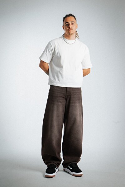 GRJ denim Bronze Drift Brown Wide Leg Super Baggy Men's Jean Trousers