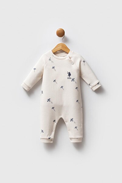 U.S. Polo Assn. Baby boy waffle romper, 100% cotton