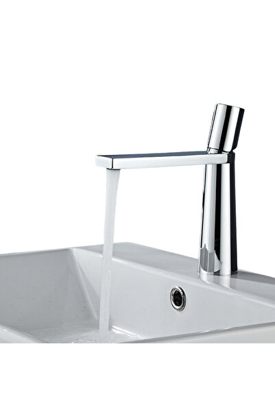 OEM AquaSwift chrome silver washbasin faucet, deck-mounted, round model