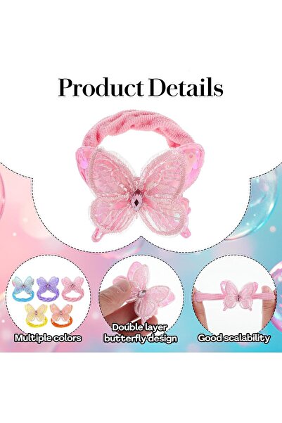 Generic Tazwiq Butterfly Hair Tie Set - 20 Colorful Elastic Hair Ties with Bow Accents