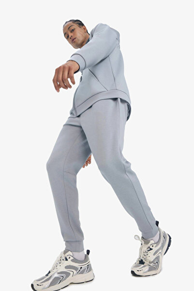 DeFacto Z9112Azgr445 Gray Defactofit Slim Fit Slim Fit Standard Leg Skuba Diving Fabric Jogger Sweatpants