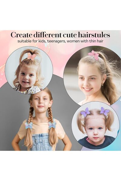 Generic Tazwiq Butterfly Hair Tie Set - 20 Colorful Elastic Hair Ties with Bow Accents