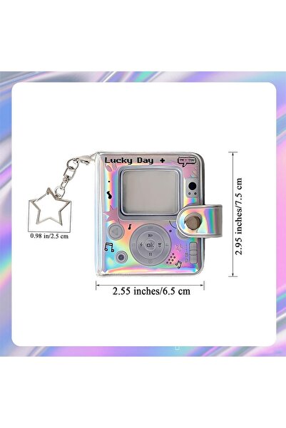 Tazweeq ألبوم صور صغير مقاس 2 بوصة مع سلسلة مفاتيح على شكل نجمة، 32 جيبًا