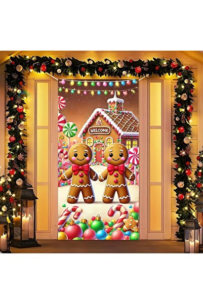 PROMISEBACKDROP2 زينة باب مرنة مقاس 190×75 سم، غطاء باب من القماش، ديكور عيد ...