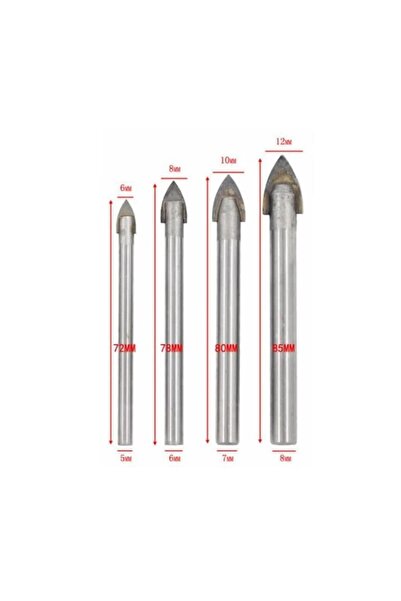 Drill Bits for Glass, Porcelain, Tiles and Faience - Set of 4 (6mm, 8mm, 10mm, 12mm)