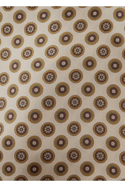 Codan Lined silk scarf with ornaments (beige / brown)