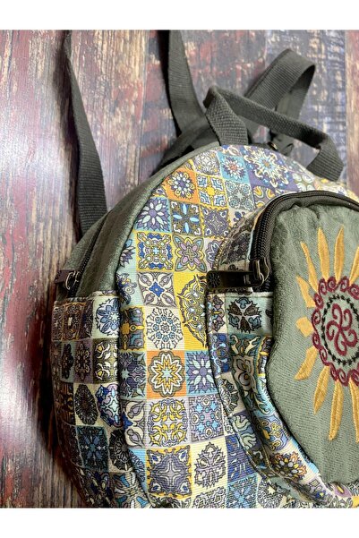 street&bagdnz Fargin Ethnic Authentic Bohemian Round Embroidered Backpack Daily Travel Waterproof Backpack