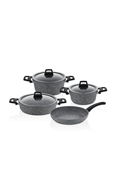 FALEZ Efes 7 Parça Granit Tencere Seti Gri