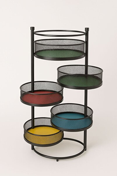 Olgun Home 4 Katlı Yana Açılır Metal Patates Soğan Kovası Sebzelik Siyah