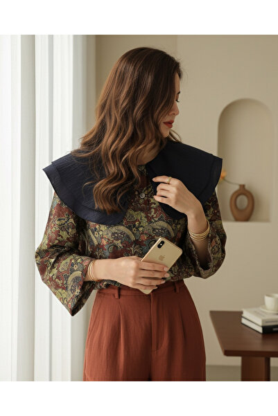 MissRunin Apron Collar Half Buttoned Slit Quilted Tunic