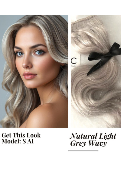 keep calm & Clip Em In - Clip-in Hair Extensions - Natural Light Grey- Slavic Remy Hair 16"