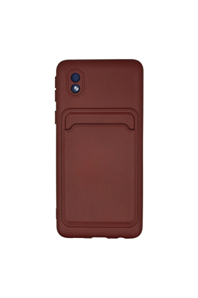 eco port حافظة كور متوافقة مع هاتف جالاكسي A01 من السيليكون مع حامل بطاقات كيلفن - أحمر داكن