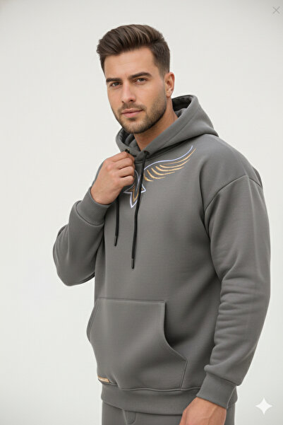 NİCE Oversized Hooded Cotton Men's Tracksuit Set |   Fleece Casual Style Sweatshirt and Bottom Set