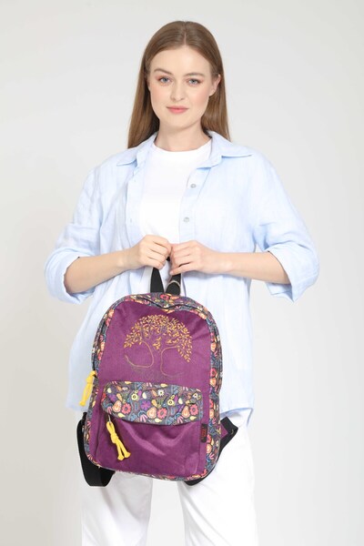 street&bagdnz Tree of Life Embroidered Ethnic Authentic Patterned Backpack Daily Travel Use