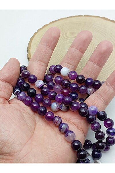 Yasamtohumu Лилава ахатова мъниста с петна 10 мм – Дизайнерски и ръчно израбо...